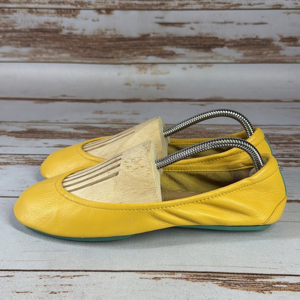 Tieks by Gavrieli Mustard Yellow Leather Ballet Flats Slip On Womens Size 8 Used - Picture 4 of 11